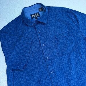 Nat Nast Shirt Mens Large Blue Short Sleeve Button Up Silk Blend Luxury Original